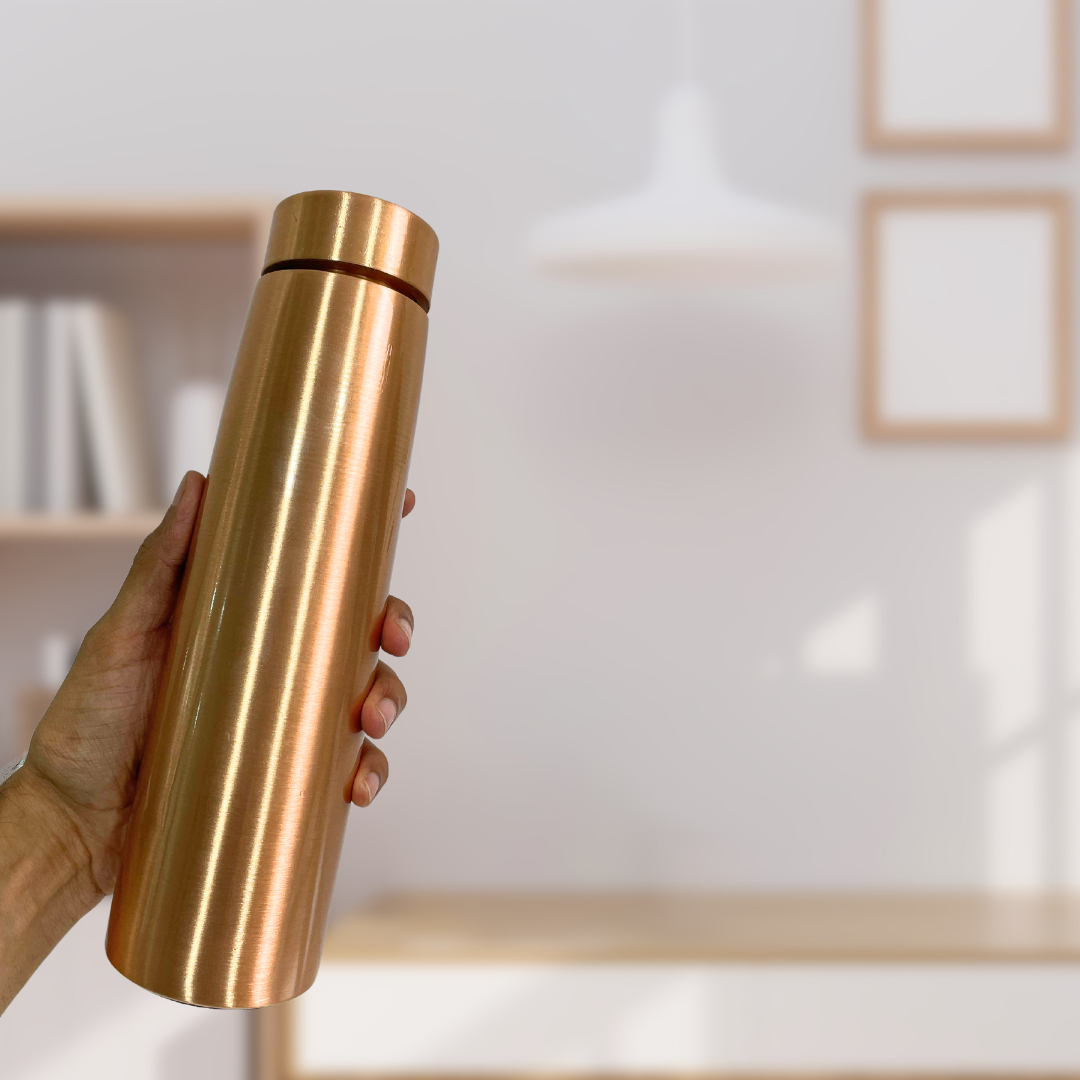 Pure Copper Water Bottle with Antibacterial Properties | 1L Bottle for Healthy Hydration