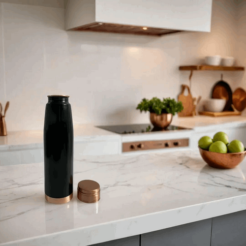 Black Copper Water Bottle with Leakproof Design | Pure Copper Bottle for Everyday Use (1L)