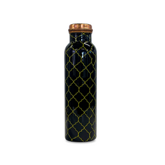 Leaf Print Pure Copper Bottle with Leakproof Design | 1L Lightweight Tamba Bottle for Office, Travel & Home