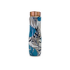 Leakproof, 1-liter pure copper water bottle with a stylish blue and white leaf print. Features a durable and antibacterial design with a copper lid.