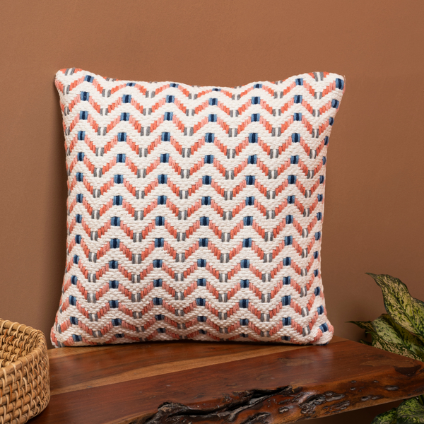 Sapphire Cotton Cushion Cover with Zipper Closure | Handwoven Cushion Cover for Sofa or Bed