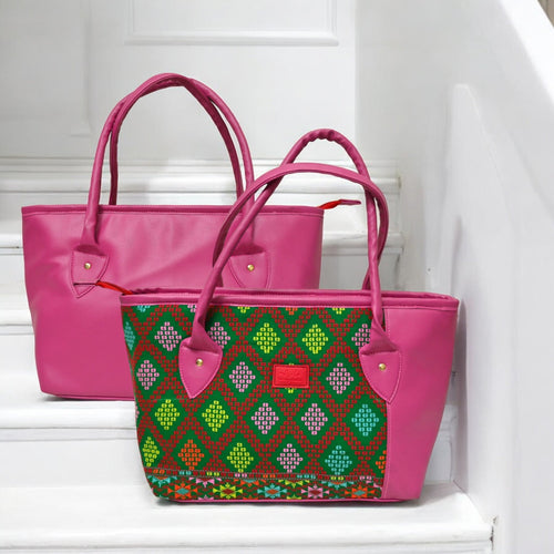 Mystque Pink & colorful Motif Bag