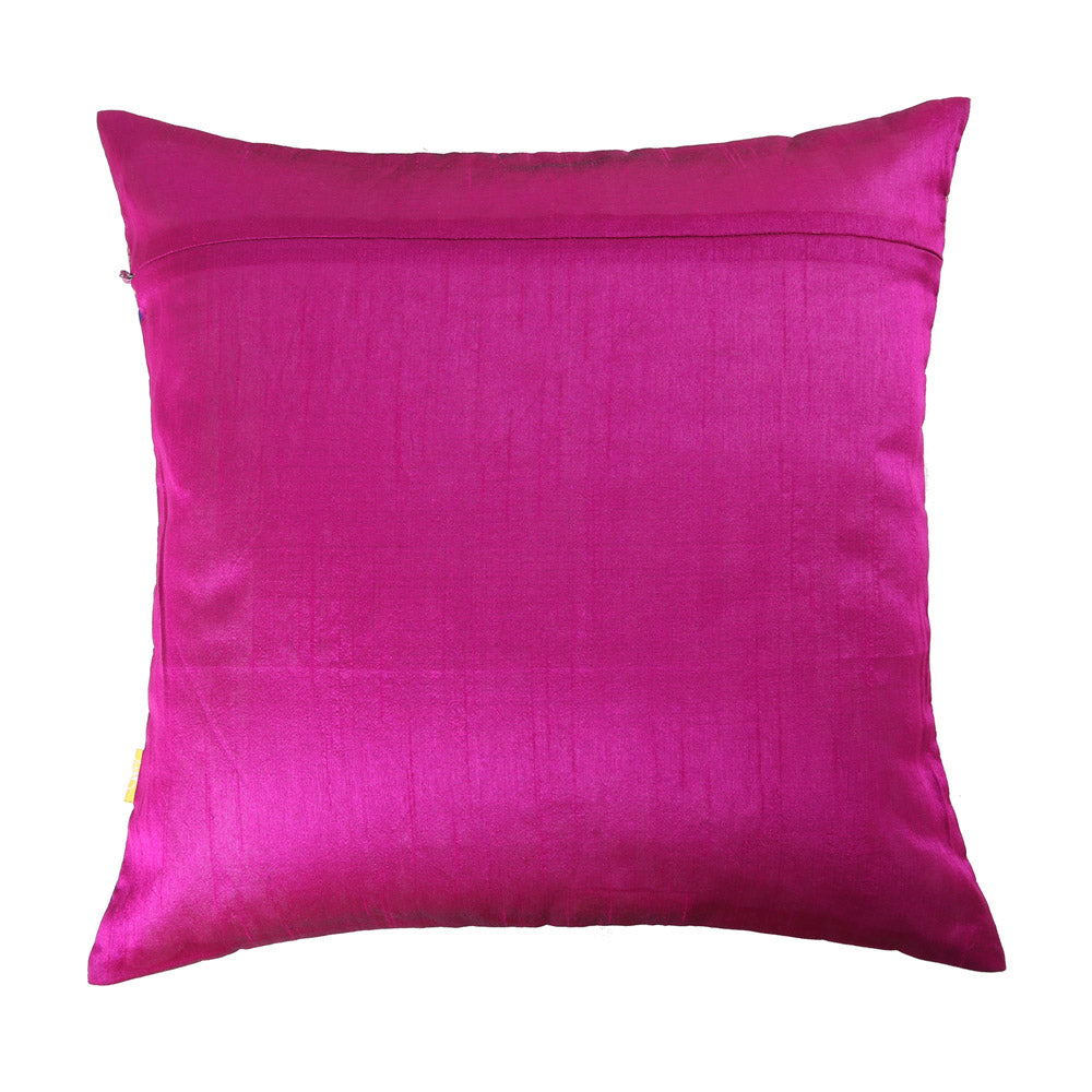 Pink & Gold Brocade Cushion Cover Set of 2, Solid Pintucked Design with Contrast Piping, Stylish Home Accents, Discreet Zipper Covers for Sofa and Bedding (16"x16")