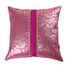 Pink Brocade Cushion Cover, Set of 2 pcs, Pink with Pintucks and Gold Highlights, Hidden Closure, Decorative Accent Covers (16"x16")