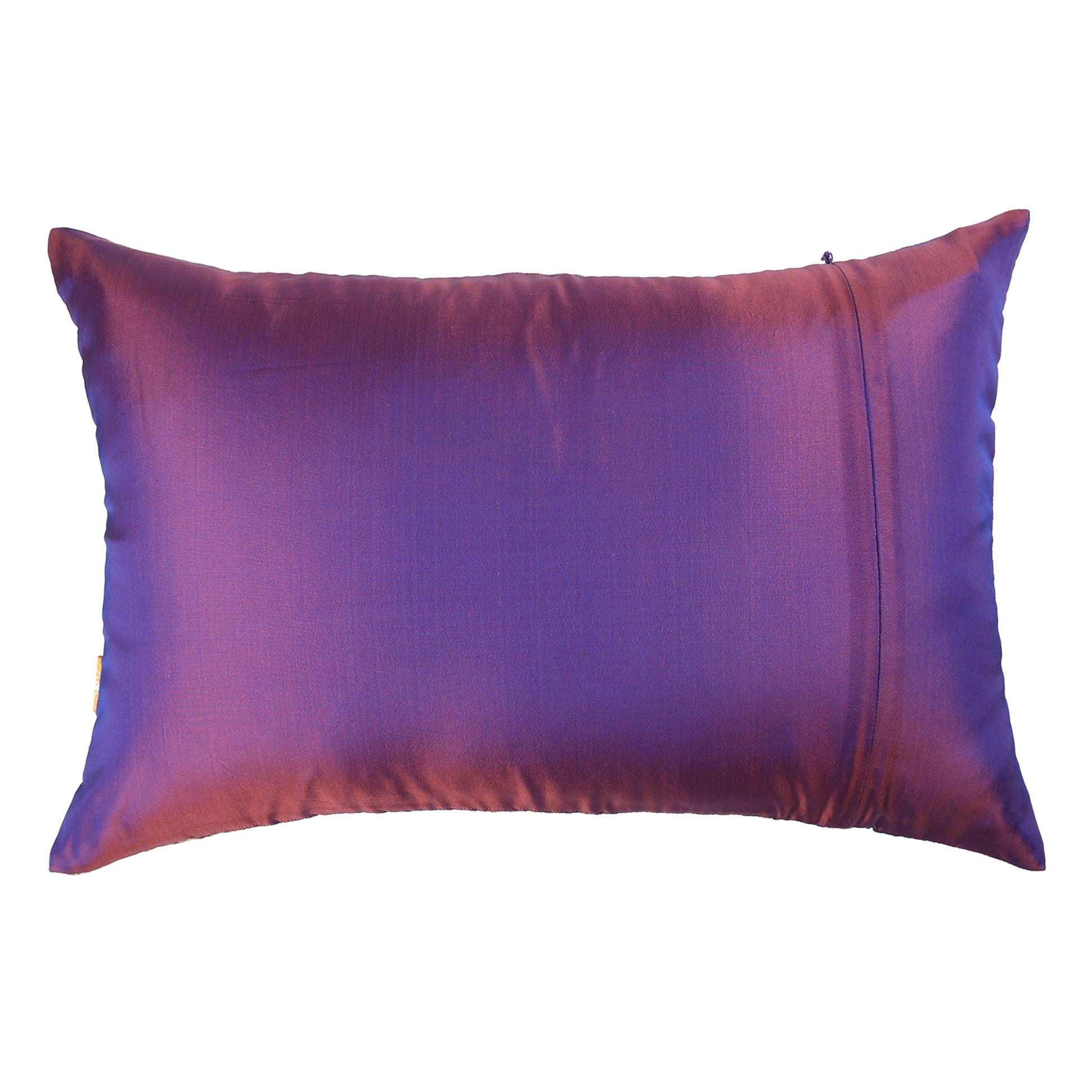 Violet Jacquard Cushion Cover, Set of 3 pcs, Violet with Broad Gold Colour Blocking, Hidden Closure, Luxurious Home Cushions (16"x16")