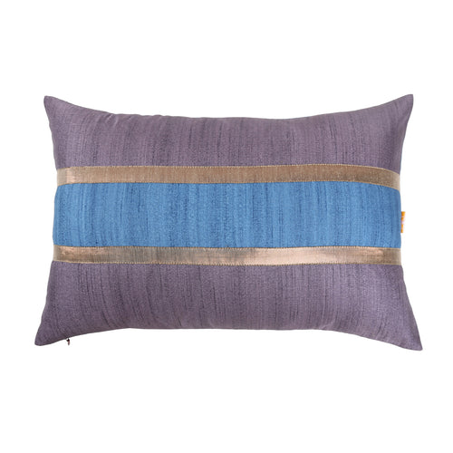 Dual-Sided Blue and Purple Textured Cushion Cover, Blue & Purple Self-Textured Cushion with Gold Shimmer Highlights, Hidden Closure, Trendy Home Decor Cushions (12