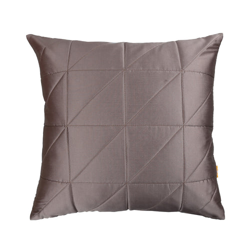 Brown Quilted Cushion Cover, Brown Asymmetrical Quilted Cushion with Shimmer Gold Piping at Sides, Hidden Closure, Stylish Throw Pillows (16