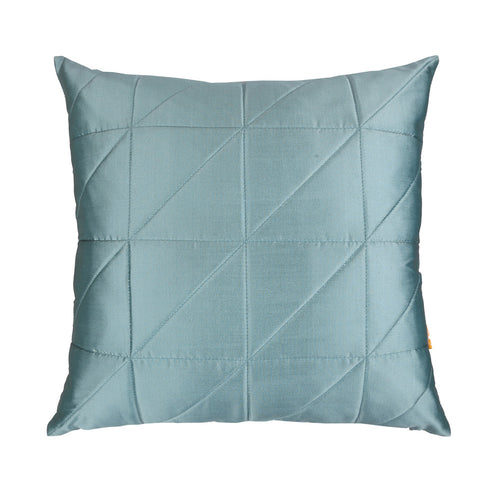 Turquoise Quilted Cushion Cover, Turquoise Asymmetrical Quilted Cushion with Shimmer Gold Piping at Sides, Hidden Closure, Chic Throw Pillows (16