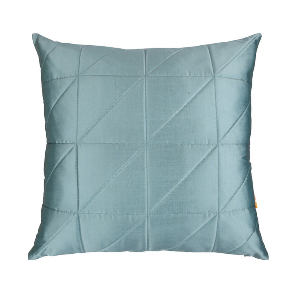 Turquoise Quilted Cushion Cover, Turquoise Asymmetrical Quilted Cushion with Shimmer Gold Piping at Sides, Hidden Closure, Chic Throw Pillows (16