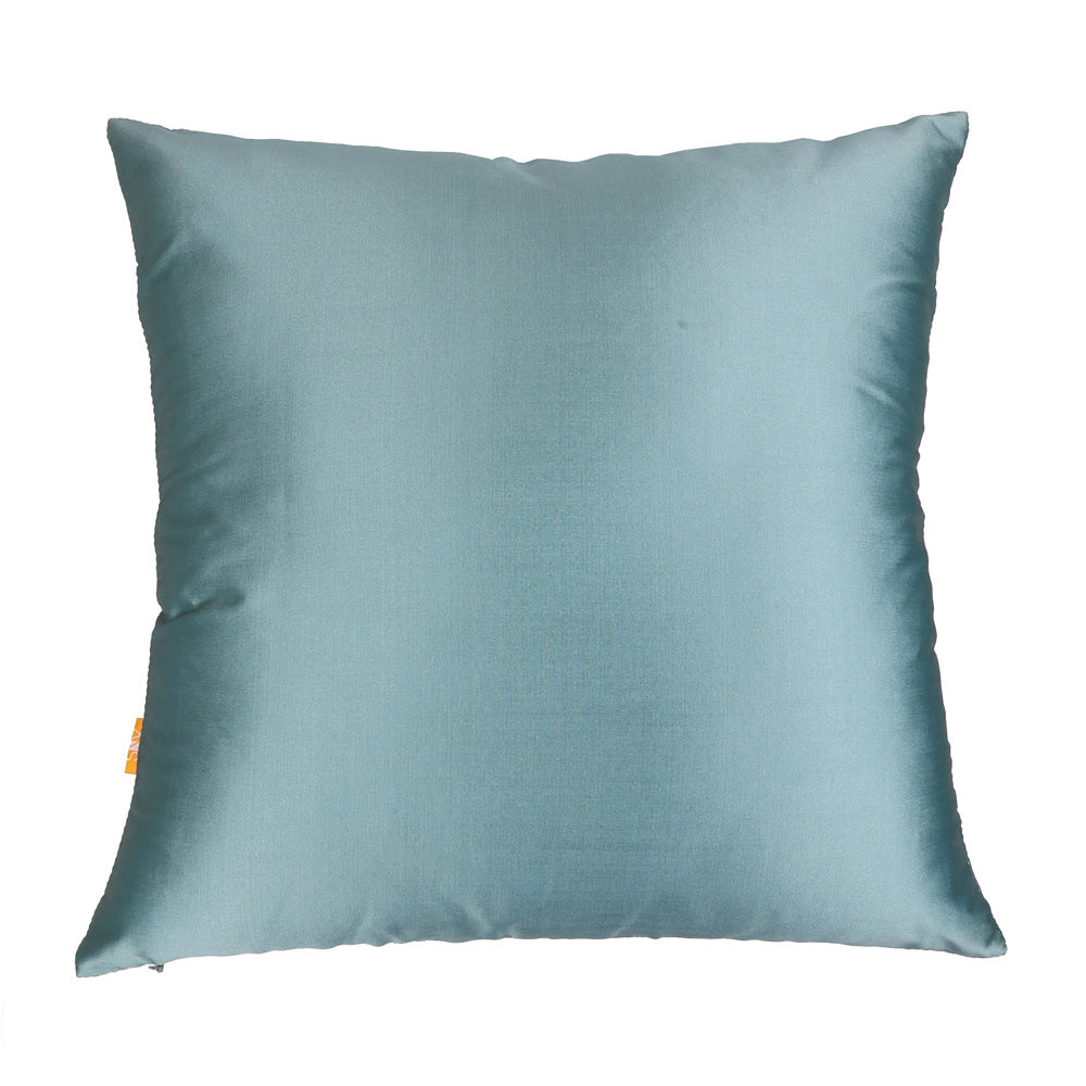 Turquoise Quilted Cushion Cover, Turquoise Asymmetrical Quilted Cushion with Shimmer Gold Piping at Sides, Hidden Closure, Chic Throw Pillows (16"x16")