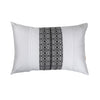 White Pleated Cushion Cover, White Pleated Cushion with Contrast Monochrome Print, Concealed Zipper, Modern Throw Pillow (12"x18")