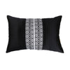 Black Pleated Cushion Cover, Black Pleated Cushion with Contrast Monochrome Print, Concealed Zipper, Modern Throw Pillow (12"x18")