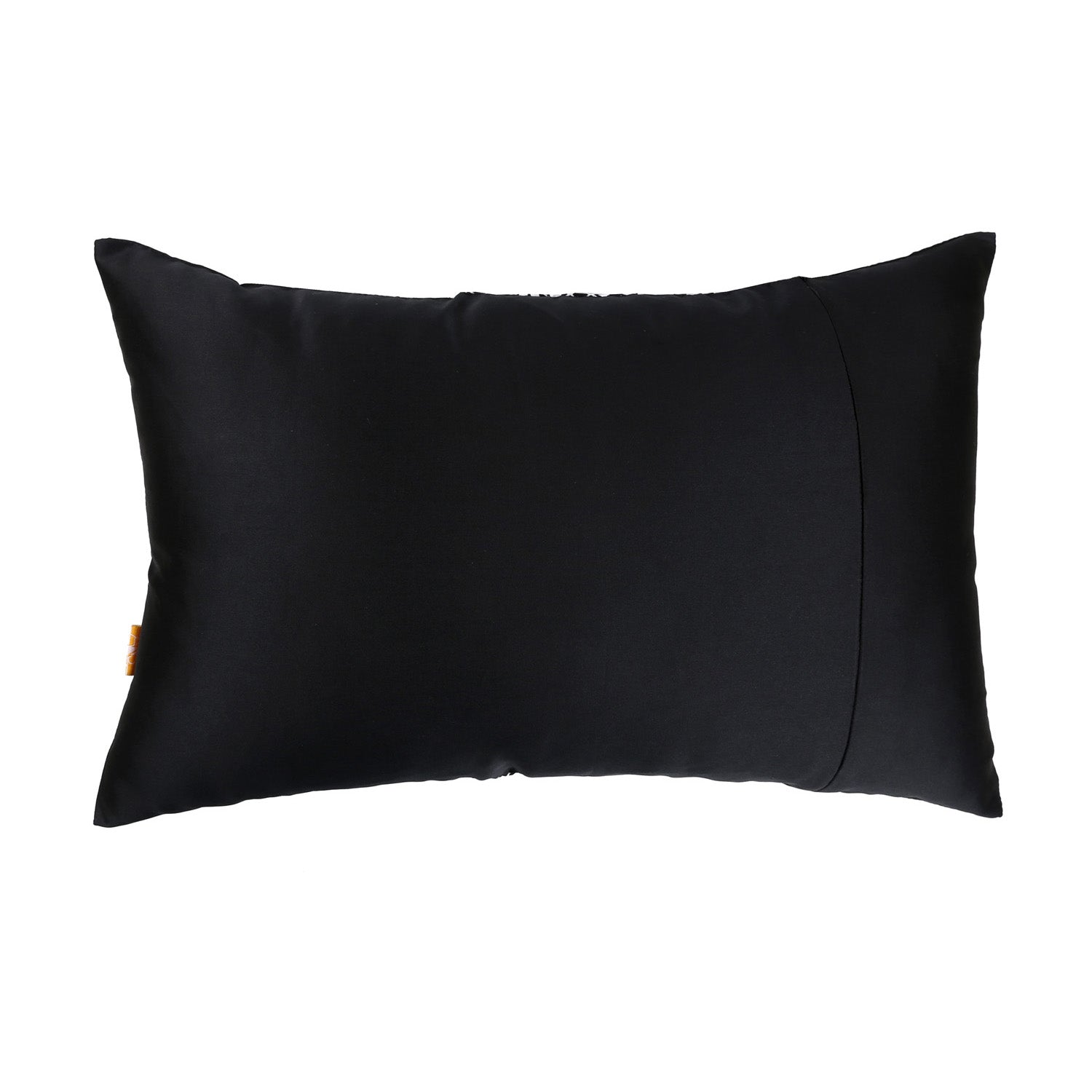 Black Pleated Cushion Cover, Black Pleated Cushion with Contrast Monochrome Print, Concealed Zipper, Modern Throw Pillow (12"x18")