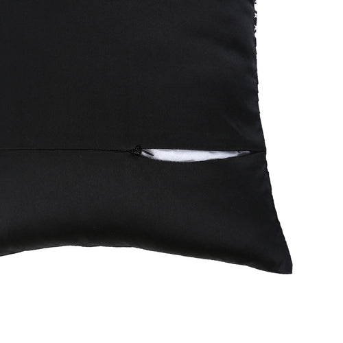 Black Pleated Cushion Cover, Black Pleated Cushion with Contrast Monochrome Print, Concealed Zipper, Modern Throw Pillow (12