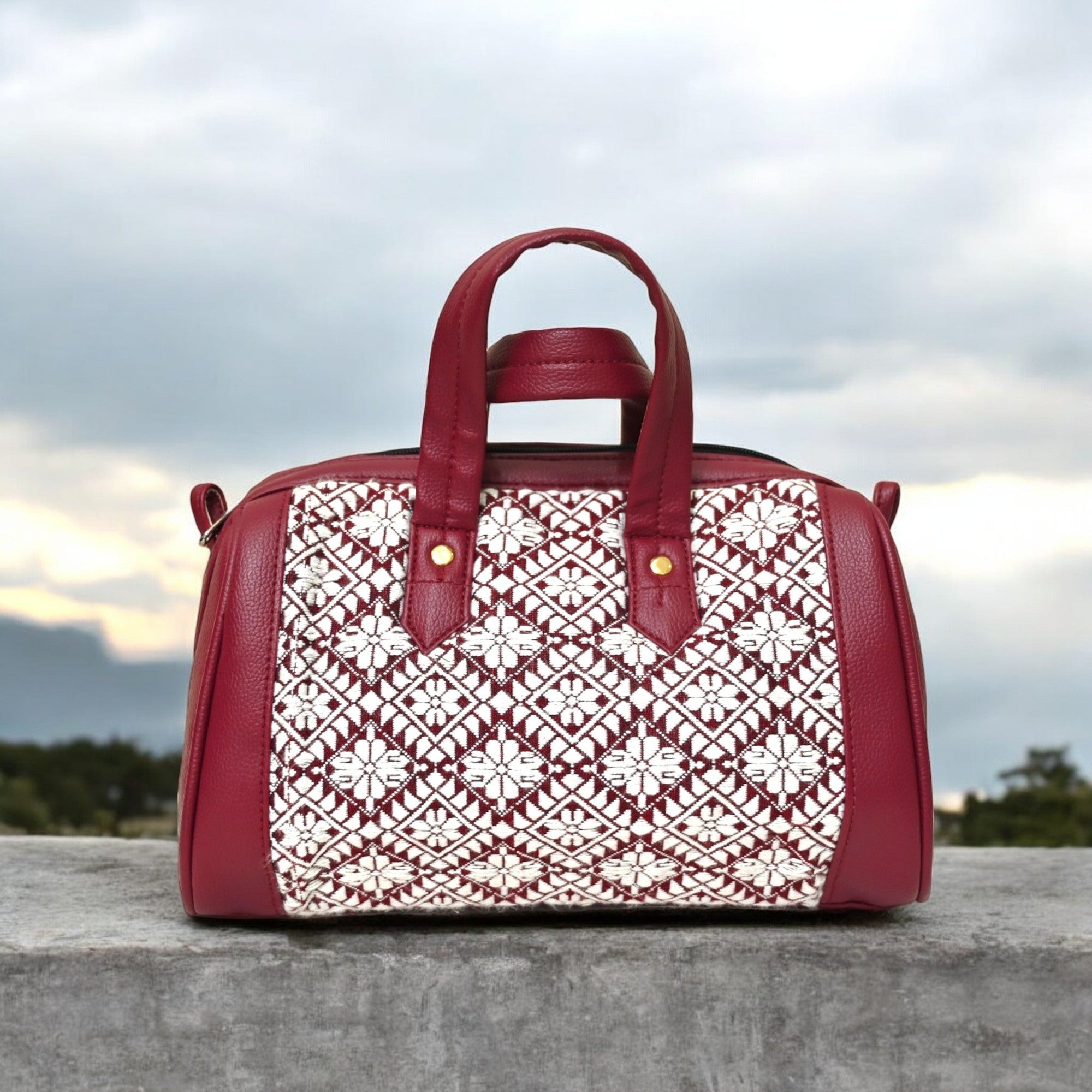 Premium Maroon & white motif Duffle