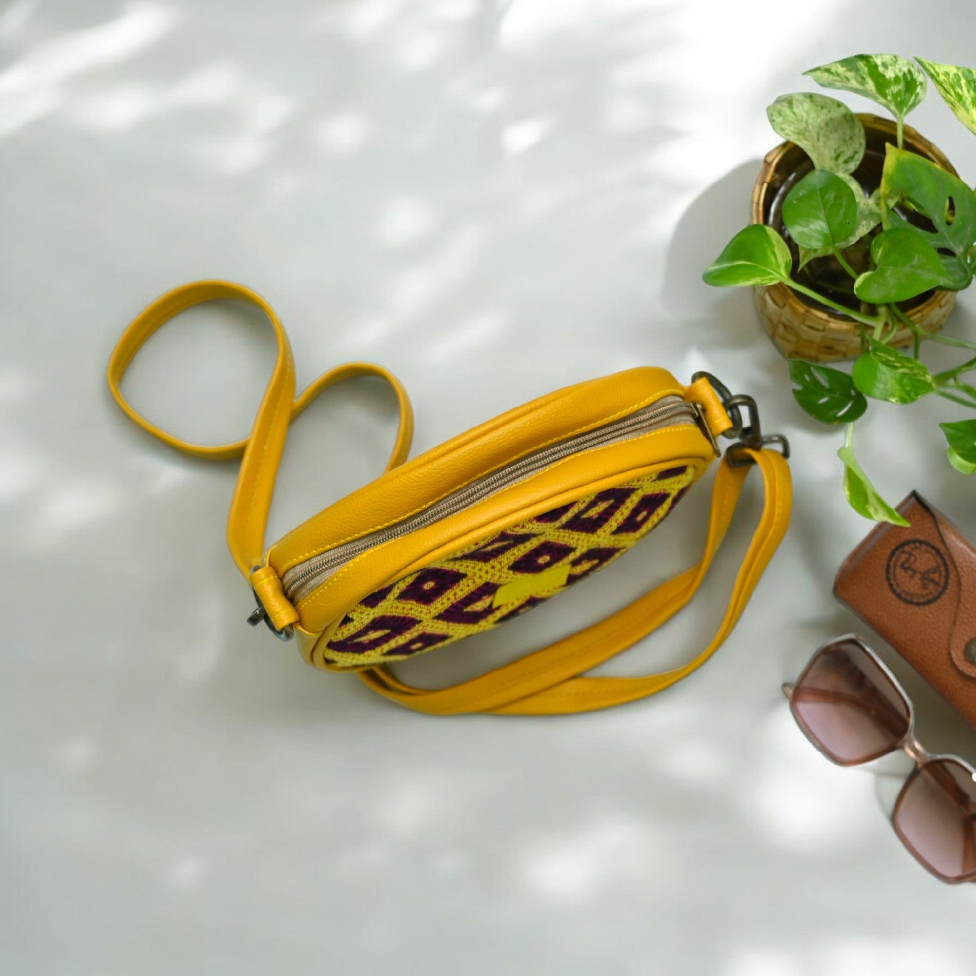 Round Sling bag (Yellow)