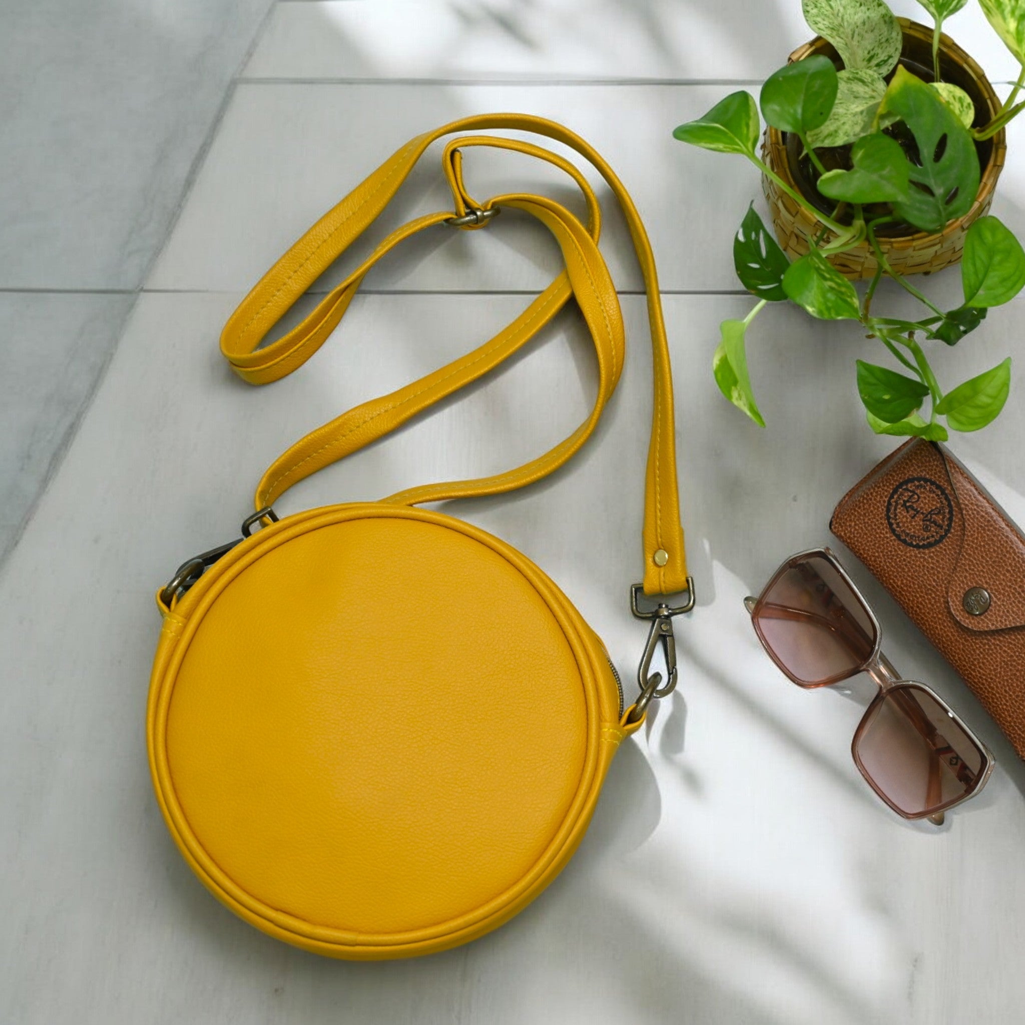 Round Sling bag (Yellow)