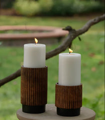 Snow White Scandinavian Pillar Candles | Unscented & Smokeless Candles - Set of 3 (L x M x S)