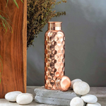 Pure Copper Water Bottle with Hammered Shine Finish | 1L Bottle for Office, Yoga & Gym