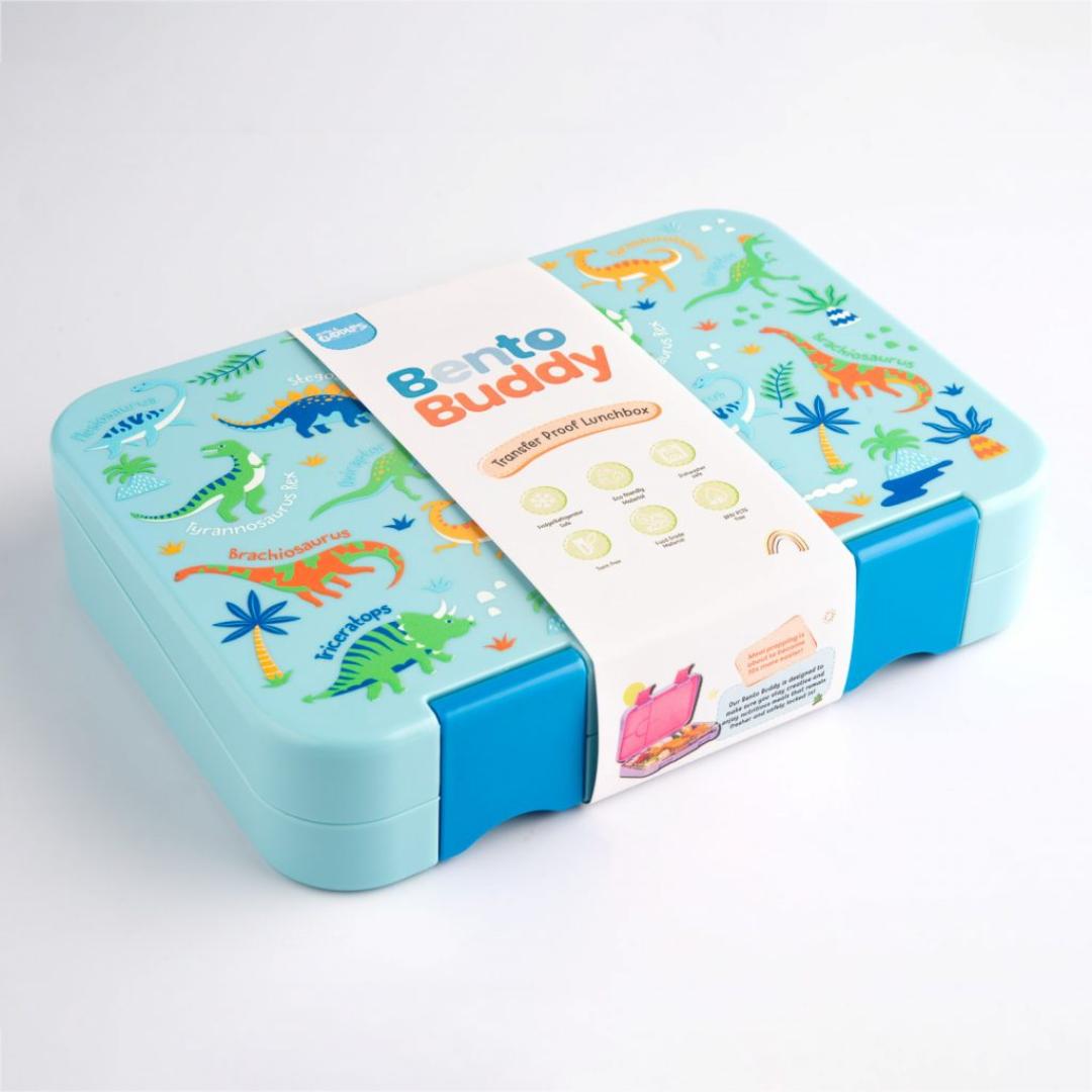 Bento Buddy Transfer Proof 4 Compartment Lunch Box 750ml (Dinosaur)