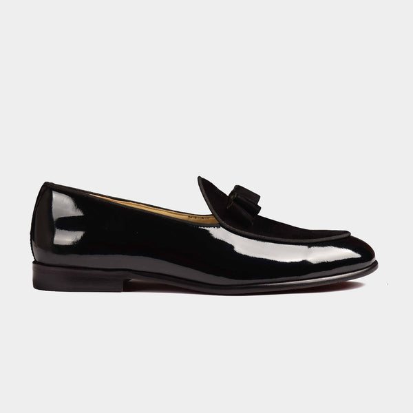 Arno Loafers | Black Patent Calf With Bow-Tie Silhouette