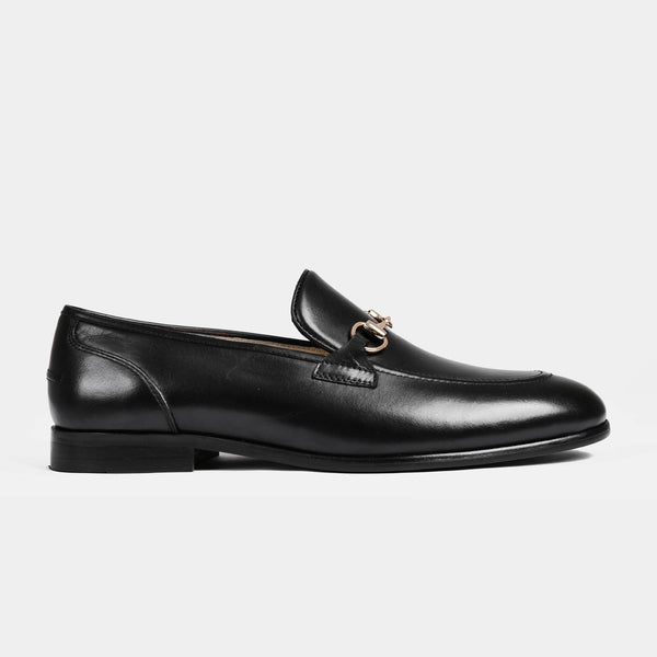 Emerald Black Leather Loafers