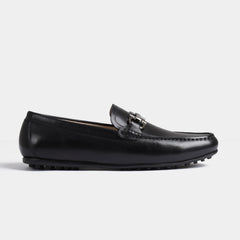 Helio Black Leather Driving Loafers