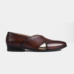 Sandale en cuir marron Ignacio pour homme l Chaussures vieillies à la main avec semelle intérieure coussinée