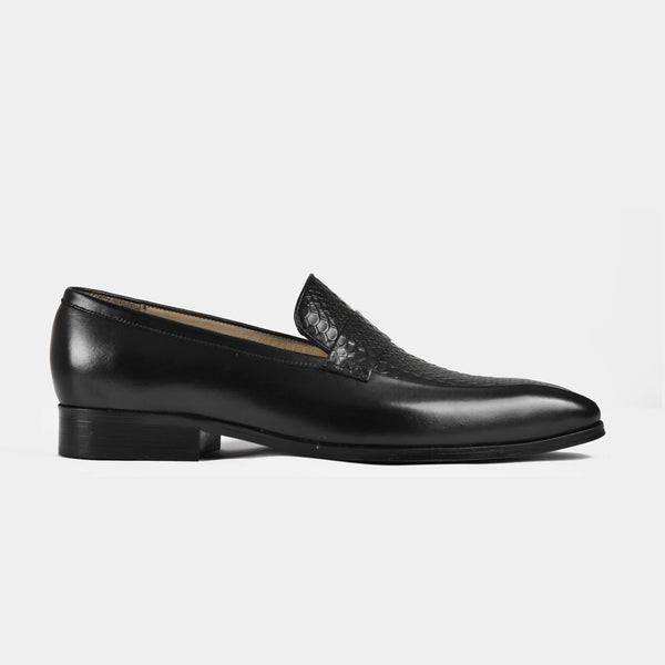 Jorge Black Leather Loafers for Men | Classic Penny Slip-Ons for Formal & Casual Occasions