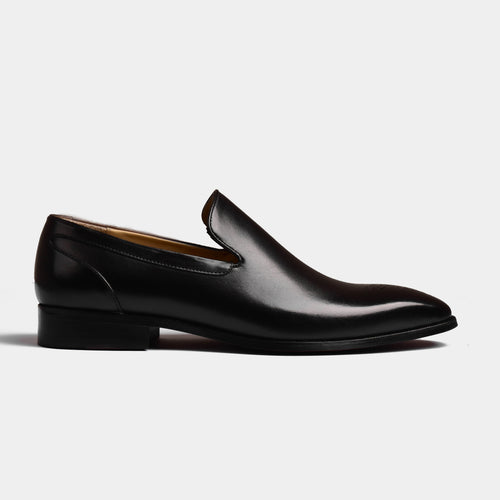 Madrid Black Leather Loafers