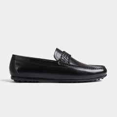 Denver Black Leather Loafers with Hand-Painted Patina | Premium Leather Shoes with Alivio-Construction & Hand-Stitched Sole