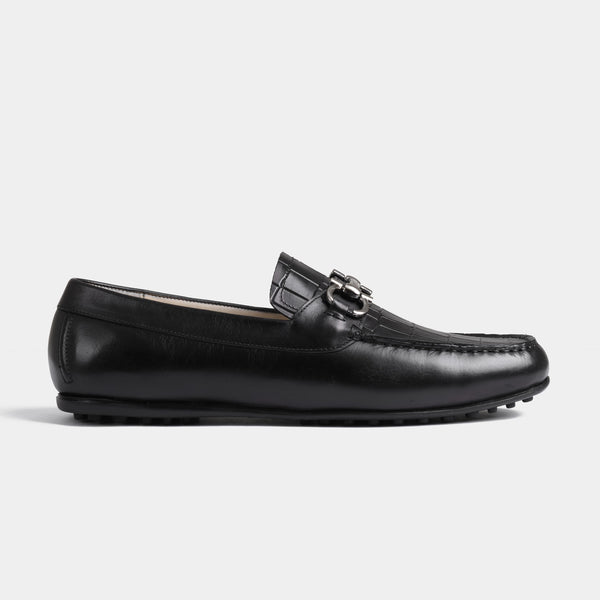 Alonzo Black Leather Driving Loafers