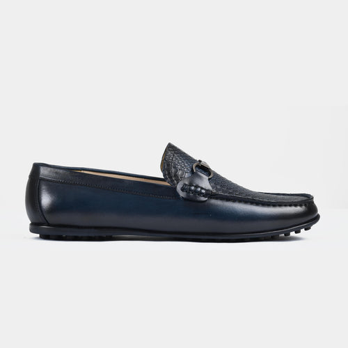 Matias Blue Leather Driving Loafers