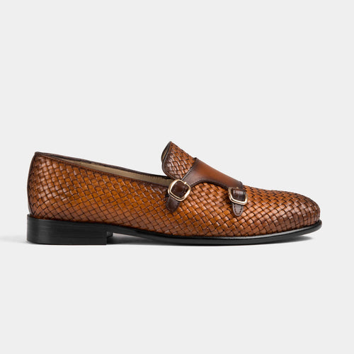 Ciro Weaved | Tan Leather Monk Straps