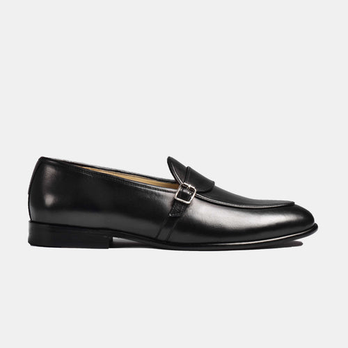 Arno Loafers | Black Patina With Single Strap