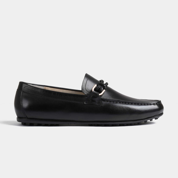 Pablo Black Leather Driving Loafers