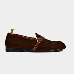 Arno Loafers | Brown Suede With Buckle Strap