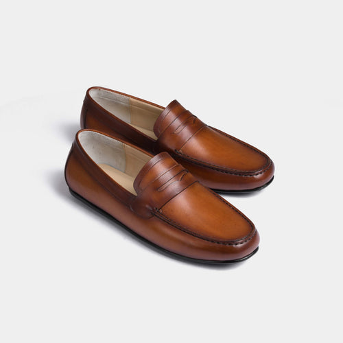 Javier Tan Leather Driving Loafers