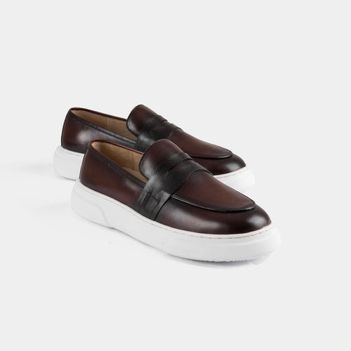 Saul Brown Leather Sneakers