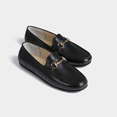 Marco Black Leather Driving Loafers