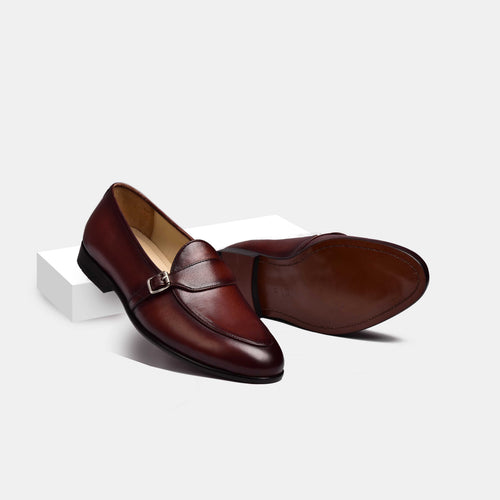 Arno Loafers | Brown Patina With Buckle Strap