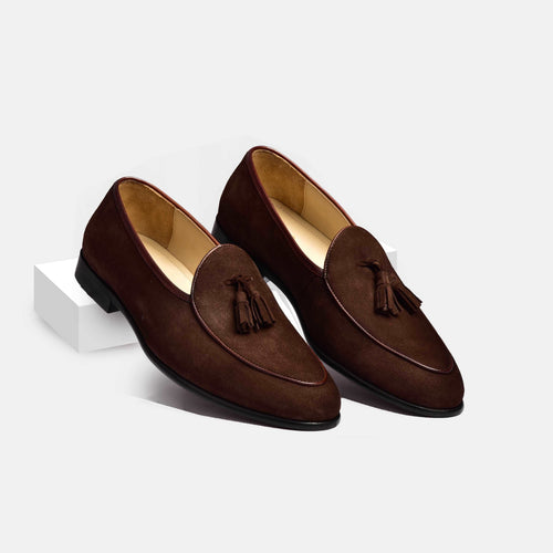 Mocassins Arno | Daim marron avec pompons classiques