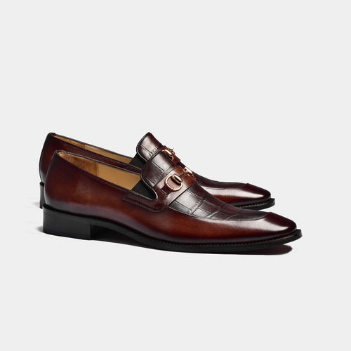 Sean Croc Brown Leather Loafers