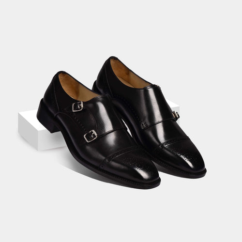 Aldrich – Monkstraps aus schwarzem Leder