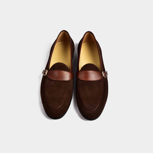 Arno Loafers | Brown Suede With Buckle Strap