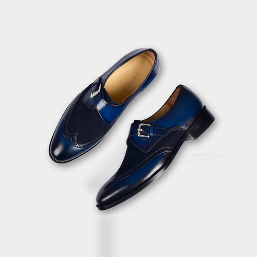 Bruce Blue Single Leather Monk Straps