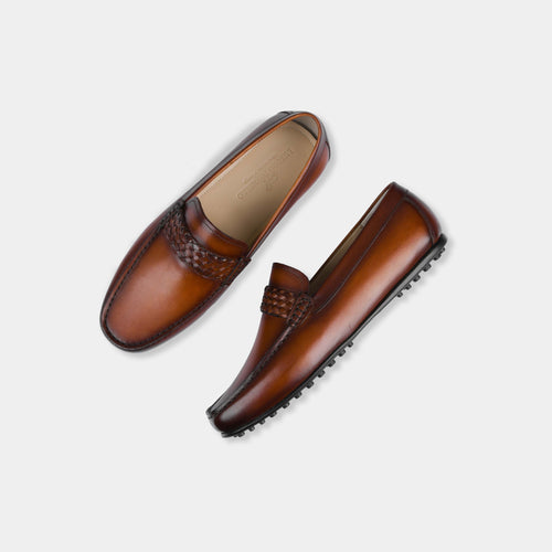 Denver Tan Leather Driving Loafers