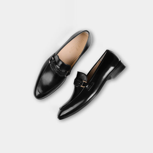 Cesar Black Leather Loafers