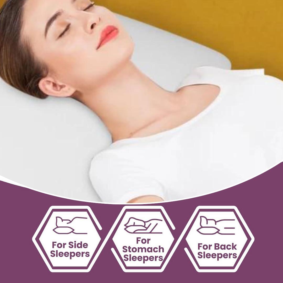 Orthopedic memory foam pillow provides ultimate comfort for side, stomach, and back sleepers, relieving neck & back pain.