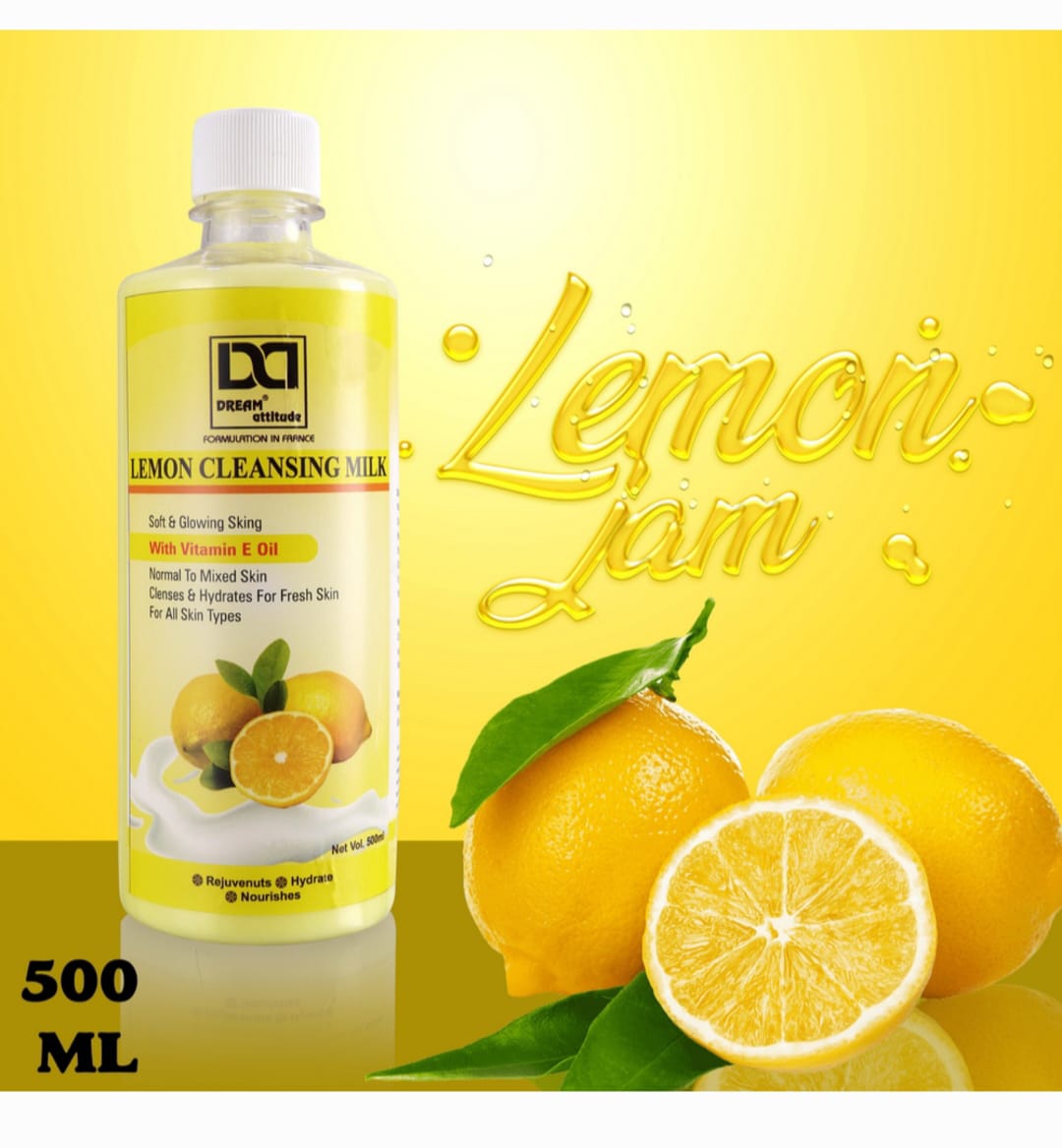 Lemon Jam Cleansing Milk, Refreshing and Brightening Formula, Gently Removes Impurities and Makeup, Suitable for All Skin Types, Premium Quality (500ml)